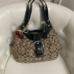 Coach Brown and Black Signature SoHo Tote Bag